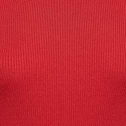 MUGLER Red Rib Knit Stud Detail Bodycon Dress M