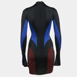 Pre Owned Mugler x H&M Multicolor Paneled Jersey Full Sleeve Mini Dress XS
