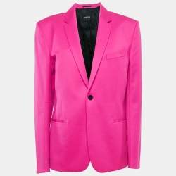 Mugler Fuchsia Pink Wool Single Breasted Blazer XL