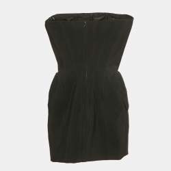 Pre Owned MUGLER Black Gabardine Strapless Mini Dress S
