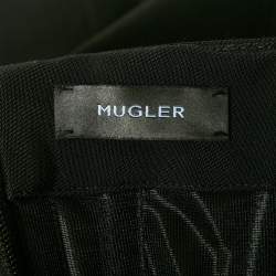 Pre Owned MUGLER Black Gabardine Strapless Mini Dress S