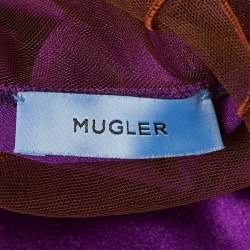 MUGLER Purple Jersey Ruched Mini Dress M