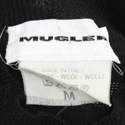 MUGLER Black/Cream Wool Knit Full Sleeve Sweater M