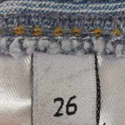 Pre Owned Mugler Blue Denim Cut-Out High Waist Denim Jeans S Waist 26"