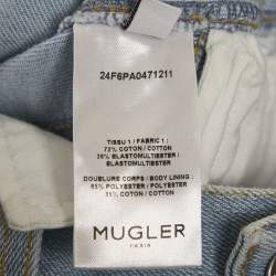 Pre Owned Mugler Blue Denim Cut-Out High Waist Denim Jeans S Waist 26"