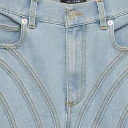 Pre Owned Mugler Blue Denim Cut-Out High Waist Denim Jeans S Waist 26"