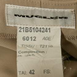 Pre Owned Mugler Taupe Crepe Cold Shoulder Top & Skirt Set M