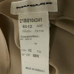 Pre Owned Mugler Taupe Crepe Cold Shoulder Top & Skirt Set M