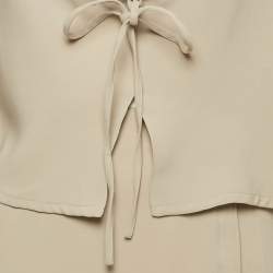 Pre Owned Mugler Taupe Crepe Cold Shoulder Top & Skirt Set M