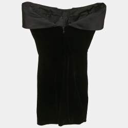 Pre Owned Mugler Black Velvet & Satin Strapless Mini Dress XXS