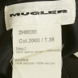 Pre Owned MUGLER Black Leather Strapless Top M