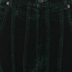 Pre Owned Mugler Green Velvet Pants M