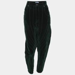 Pre Owned Mugler Green Velvet Pants M