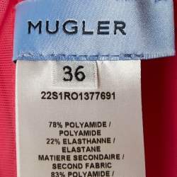 Pre Owned Mugler Pink Techno Jersey Mesh Detailed Mini Corset Dress S