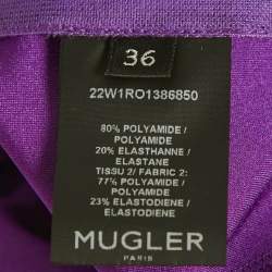Pre Owned Mugler Purple Jersey and Tulle Mini Bodycon Dress S