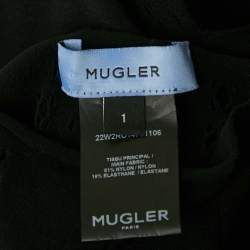 Pre Owned Mugler Black Nylon Knit Perforated Detail High Neck Bodycon Dress S