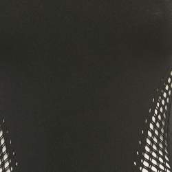 Pre Owned Mugler Black Nylon Knit Perforated Detail High Neck Bodycon Dress S