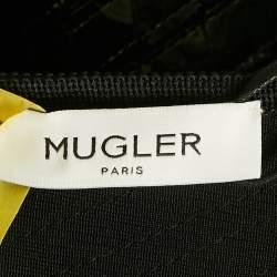 Pre Owned Mugler Black Nylon and Jersey Strapless Bodysuit M