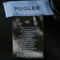 Pre Owned MUGLER Black Stretch Crepe Mesh Cut -Out Detail Corset Mini Dress M