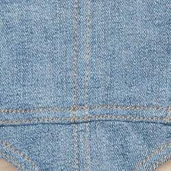 Pre Owned Mugler Blue Tulle Trim Denim Corset Top L