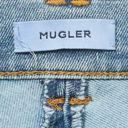 Pre Owned MUGLER Blue Paneled Denim High-Rise Jeans M/Waist 30"
