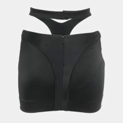 Pre Owned تنورة ميني موغلر جيرسي سوداء بخصر مقصوص مقاس صغير - سمول