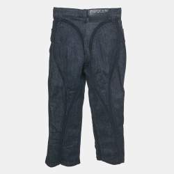 Pre Owned MUGLER Navy Blue Mesh Trim Denim Capri S