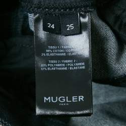 Pre Owned MUGLER Navy Blue Mesh Trim Denim Capri S