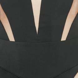 Pre Owned Mugler x H&M Black/Brown Jersey and Mesh Sheer Trim Set S/M