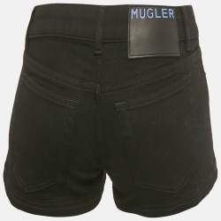 Pre Owned شورت ماغلر جينز أسود منخفض الخصر مقاس صغير/�خصر 29 بوصة