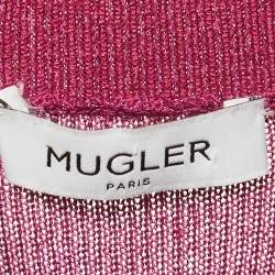 مملوكة مسبقًا Mugler Pink Lurex Rib Knit Mock Neck Pullover S