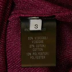 مملوكة مسبقًا Mugler Pink Lurex Rib Knit Mock Neck Pullover S