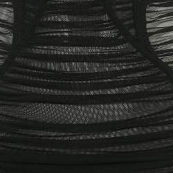 Pre Owned MUGLER Black Mesh Ruched Bodycon Dress S