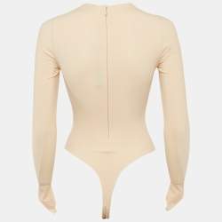 مملوكة مسبقًا بودي سوت موغلر جيرسي بيج بأكمام طويلة مع ثقوب للأصابع مقاس صغير (سمول)