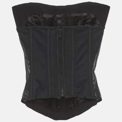 Pre Owned كورسيه موغلر شبكي مطاطي أسود مقاس صغير (سمول)