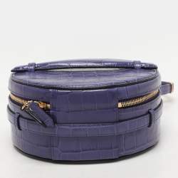 Mulberry Purple Croc Embossed Leather Trunk Bag