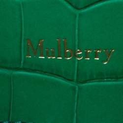 Mulberry Green Croc Embossed Leather Mini Seaton Top Handle Bag