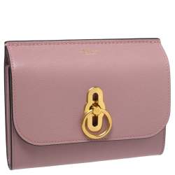 Pre Owned Mulberry Mocha Rose Leather Medium Amberley Wallet