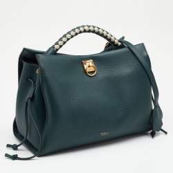 Pre Owned Mulberry Green Grained Leather Iris Top Handle Bag