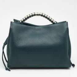 Pre Owned Mulberry Green Grained Leather Iris Top Handle Bag