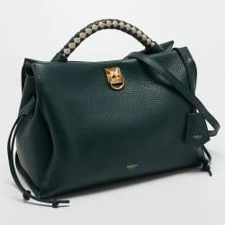 Pre Owned Mulberry Green Grained Leather Iris Top Handle Bag