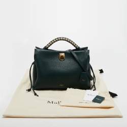 Pre Owned Mulberry Green Grained Leather Iris Top Handle Bag
