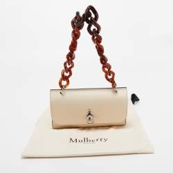 Pre Owned Mulberry Off White Leather Tortoise Amberley Shoulder Bag