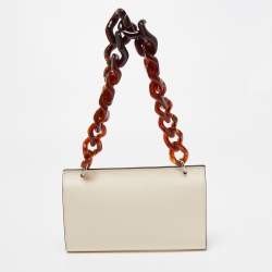 Pre Owned Mulberry Off White Leather Tortoise Amberley Shoulder Bag