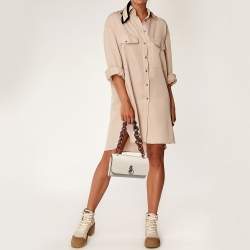 Pre Owned Mulberry Off White Leather Tortoise Amberley Shoulder Bag