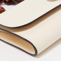 Pre Owned Mulberry Off White Leather Tortoise Amberley Shoulder Bag