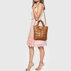 Pre Owned Mulberry Brown Padded Leather Softie Tote