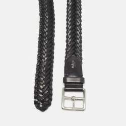 Mulberry Black Woven Leather Buckle Belt M