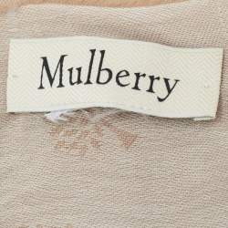 Mulberry Beige Logo Jacquard Wool Blend Scarf 