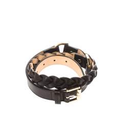 Mulberry Black Leather Braided Belt 85 CM